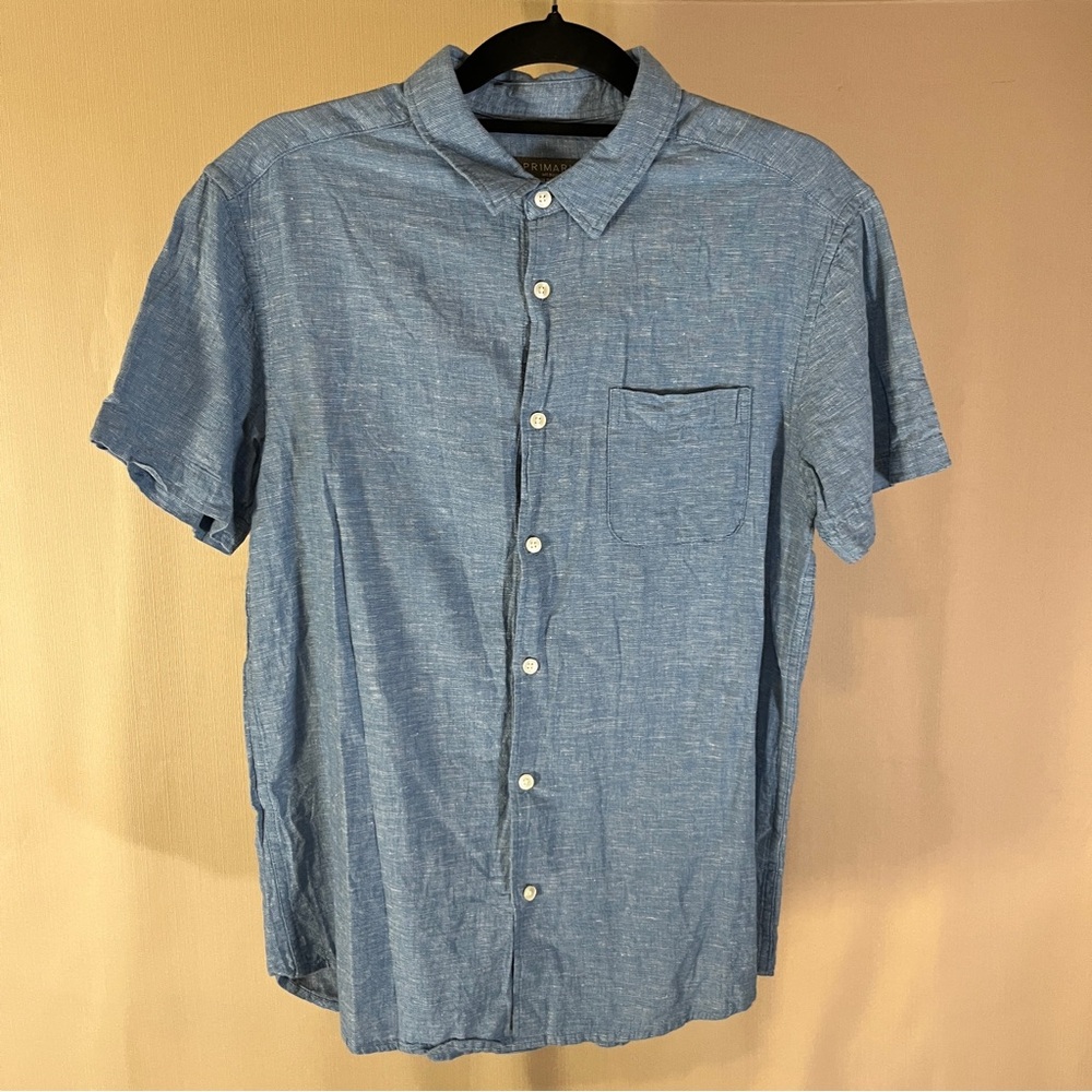 Primark Blue Casual Button Down Shirt Lightweight - Picture 1 of 3